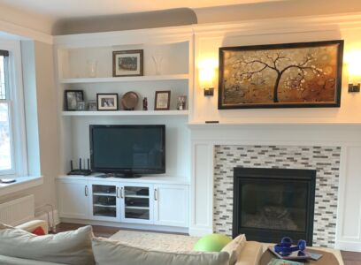 Built In Fireplace Wall Transitional White Refined By Design