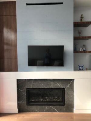 Modern condominium fireplace