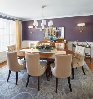 A Classic style purple Dining Room